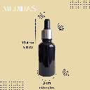 10 Botellas Gotero Pipeta Vidrio 30ml negro con tapa plateada y embudo azul