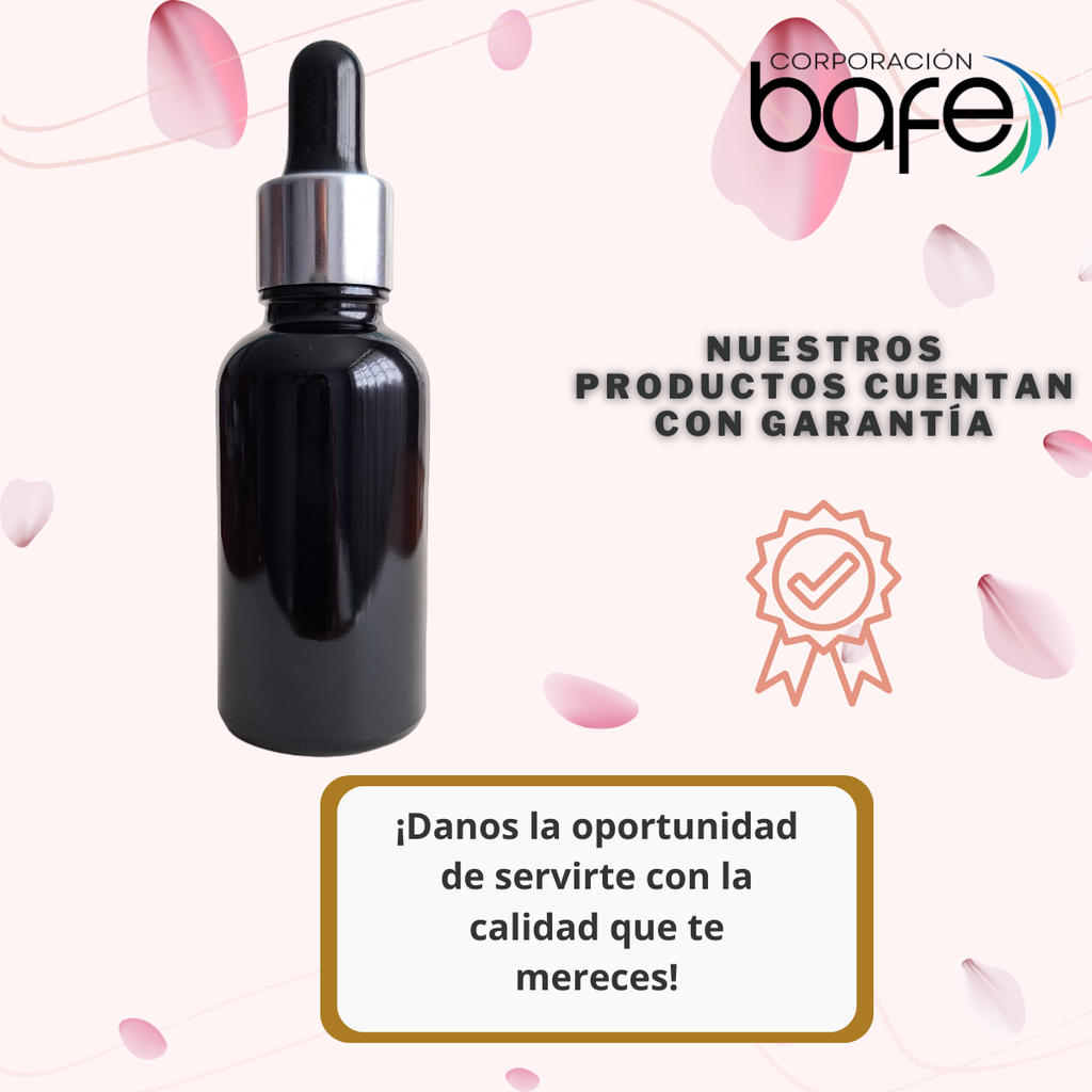 10 Botellas Gotero Pipeta Vidrio 30ml negro con tapa plateada y embudo azul