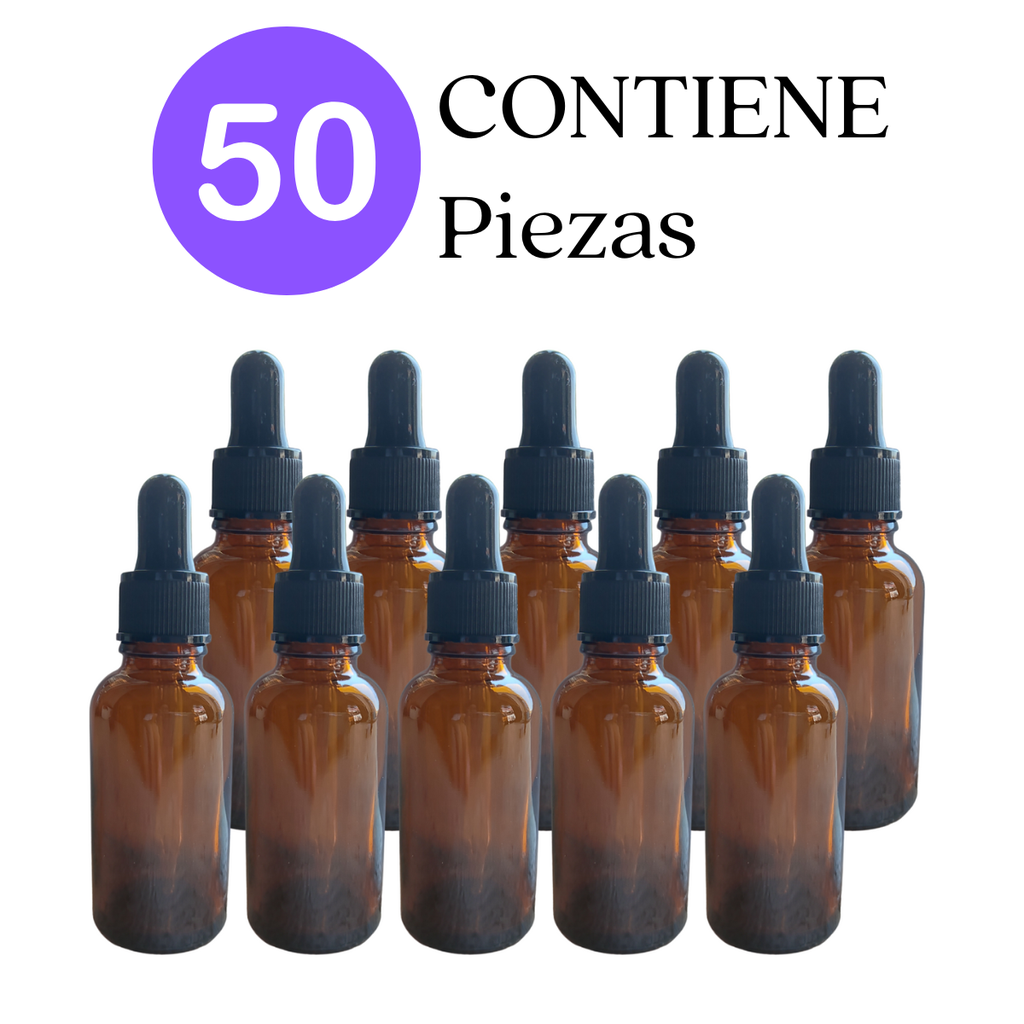 50 Botellas Gotero Pipeta Vidrio 30ml Ámbar