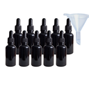 Kit de 10 Botellas Color Negro de Vidrio de 30ml con Gotero de Pipeta, Tapa Negra y Embudo de Regalo