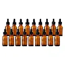 Kit de 18 Botellas Color Ámbar de Vidrio de 30ml con Gotero de Pipeta, Tapa Negra y Embudo de Regalo.